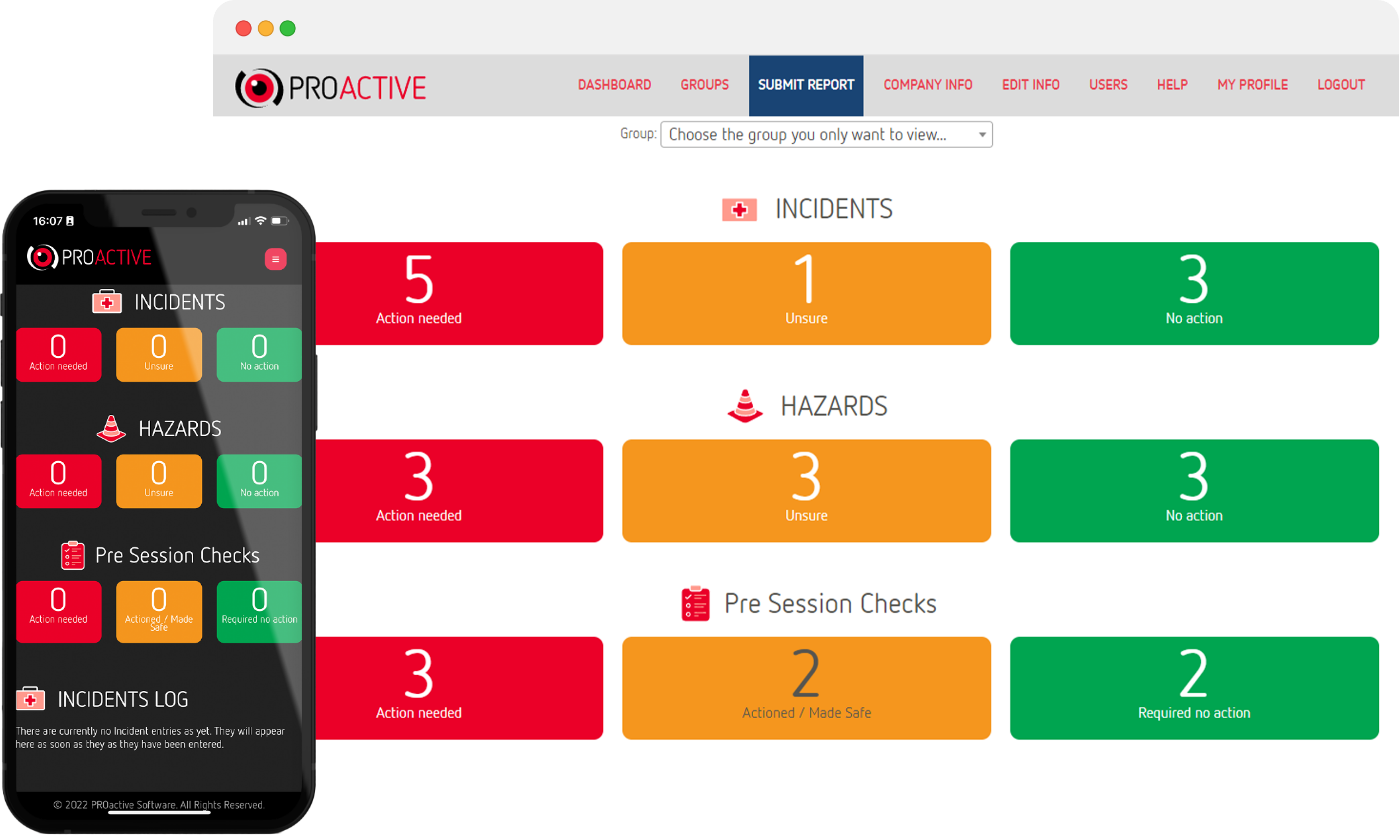 Image of the Proactive Reporting Dashboard on mobile and desktop.